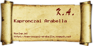 Kapronczai Arabella névjegykártya